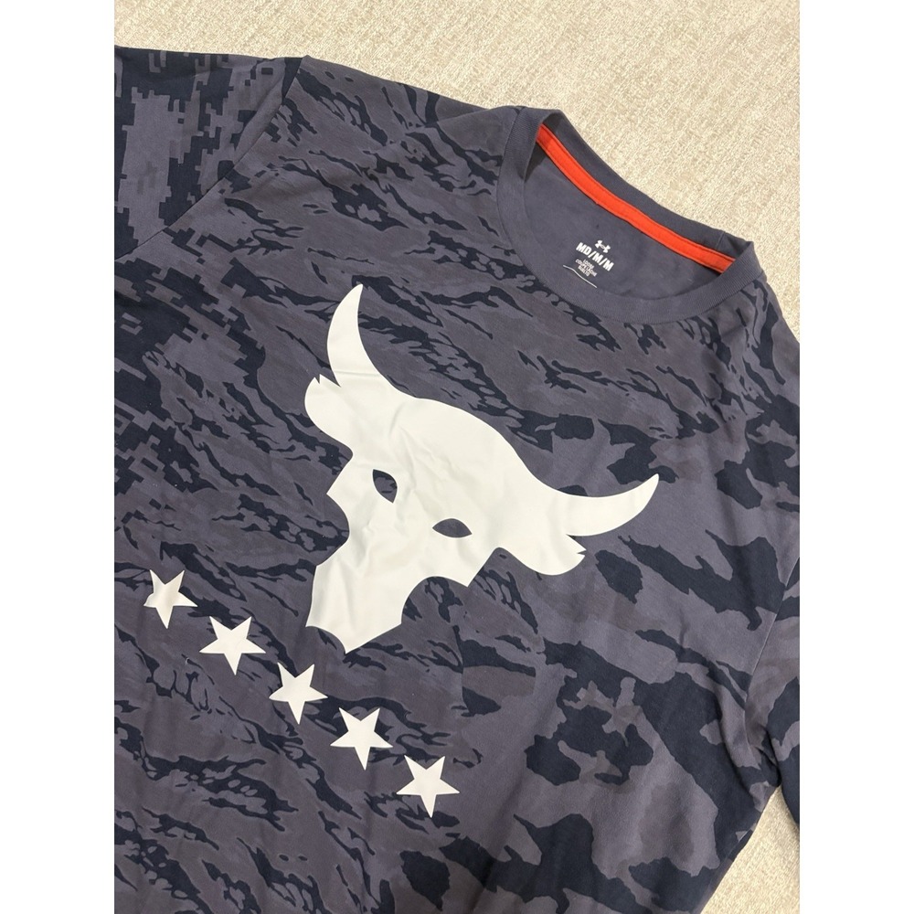 Under Armour Project Rock Mens Medium Athletic Shirt Veterans Day Military Camo